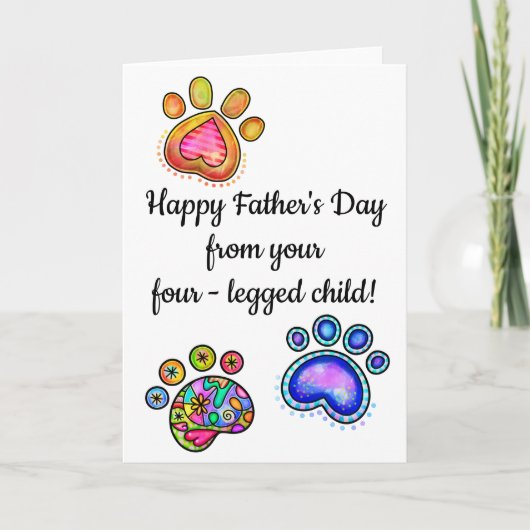 Happy Vaderdag Pet Dog Cat Four-Legged Child Kaart (Voorkant)