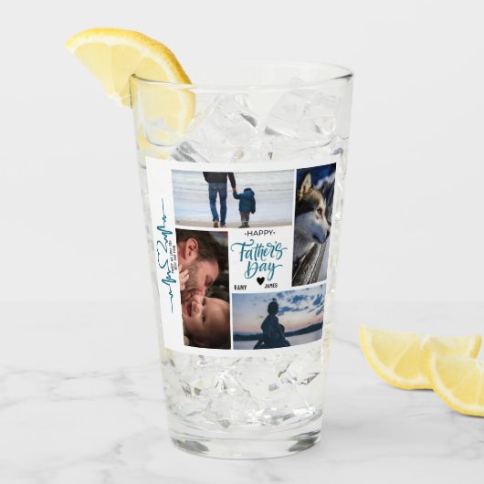Happy Vaderdag Photo Collage Aangepaste namen Glas (Voorkant ijs)