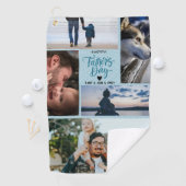 Happy Vaderdag Photo Collage Aangepaste namen Golfhanddoek (Insitu)