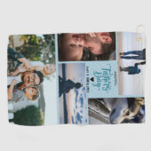 Happy Vaderdag Photo Collage Aangepaste namen Golfhanddoek (Horizontaal)