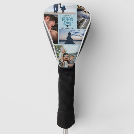 Happy Vaderdag Photo Collage Aangepaste namen Golfheadcover (Voorkant)