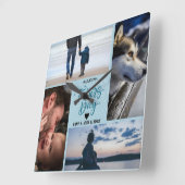 Happy Vaderdag Photo Collage Aangepaste namen Vierkante Klok (Hoek)