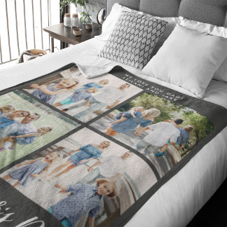 Happy Vaderdag Photo Collage Grey Fleece Deken
