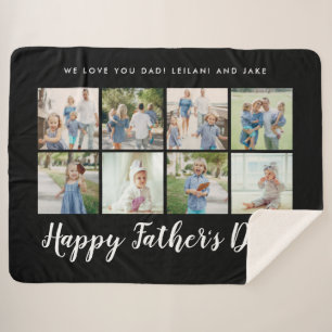 Happy Vaderdag Photo Collage Message Black Sherpa Deken