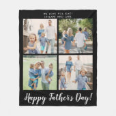 Happy Vaderdag Photo Collage Zwart Fleece Deken (Voorkant)
