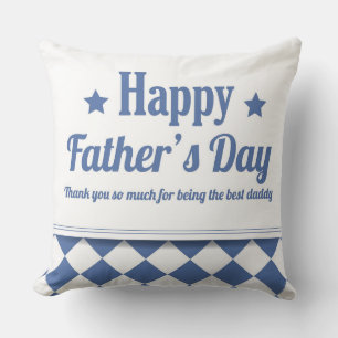 Happy Vaderdag Pillow Blue Chevron Blue Stripe Kussen