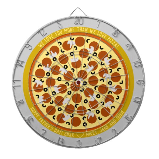 Happy Vaderdag Pizza met Toppings & Message Dartbord (Voorkant)