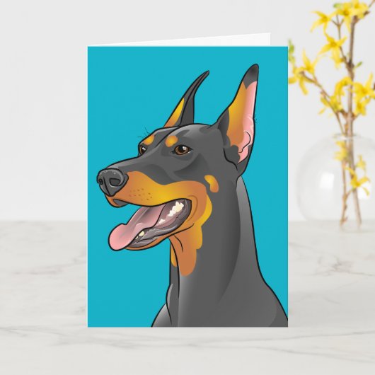 Happy Vaderdag Pop Art Doberman Kaart (Gele Bloem)