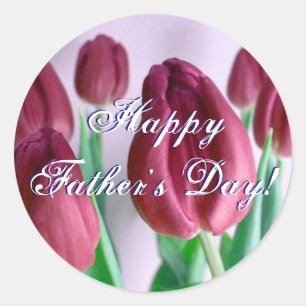 Happy Vaderdag Rosey Tulips Ronde Sticker