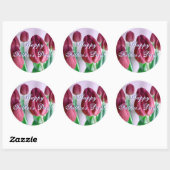Happy Vaderdag Rosey Tulips Ronde Sticker (Vel)