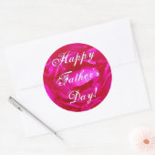 Happy Vaderdag Roze Rose Ronde Sticker (Envelop)