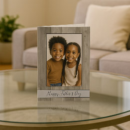 Happy Vaderdag Rustic Grey Wood Foto Kaart