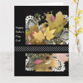 Happy Vaderdag  Rustic Leaves Kaart (Gele Bloem)