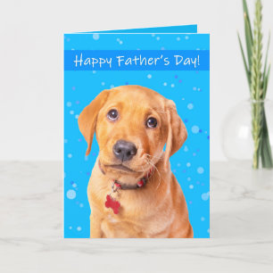 Happy Vaderdag Schattige Puppy op Blauw Feestdagen Kaart