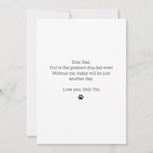 Happy Vaderdag Shih Tzu Dad Custom Foto Kaart (Achterkant)