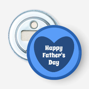 Happy Vaderdag Simple Cute Navy Blue Heart Button Flesopener