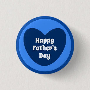 Happy Vaderdag Simple Cute Navy Blue Heart Ronde Button 3,2 Cm