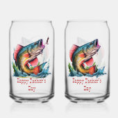 Happy Vaderdag Striking Fish Blikvorm Glas (Achterkant)