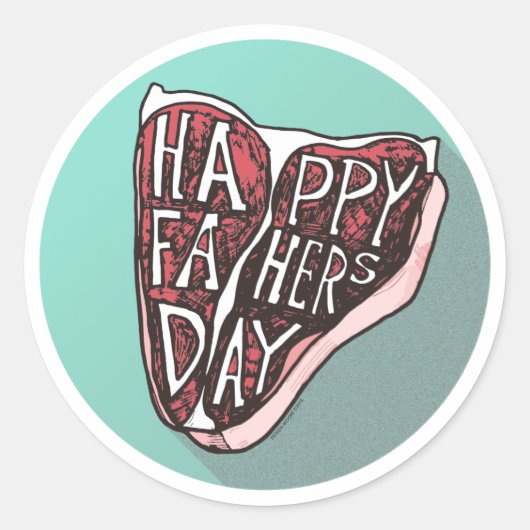 Happy Vaderdag T-Bone Steak Ronde Sticker (Voorkant)