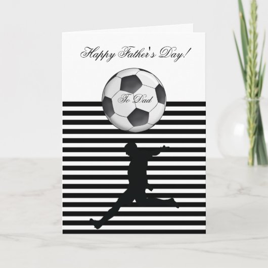 Happy Vaderdag Voetbal Foto Stripe Kaart (Voorkant)