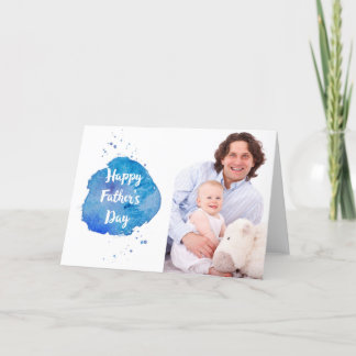 Happy Vaderdag|Waterverf Splash Aangepaste foto Kaart