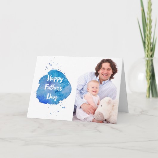 Happy Vaderdag|Waterverf Splash Aangepaste foto Kaart (Voorkant)