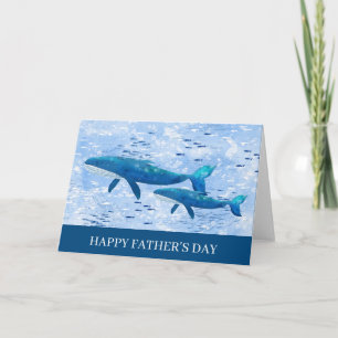 Happy Vaderdag Waterverf Whales Kaart