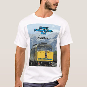 Happy Vaderdag Yellow Railroad Train Engine T-shirt