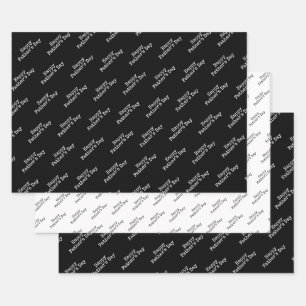 "Happy Vaderdag" zwarte & witte achtergrond Inpakpapier Vel