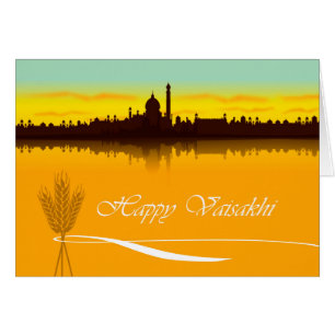 Happy Vaisakhi, Cityscape Silhouette in India
