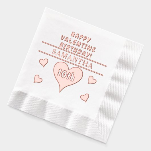 Happy Valentijn 10th Birthday Hartnaam Folie Servetten (Links)