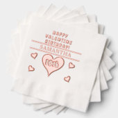 Happy Valentijn 10th Birthday Hartnaam Folie Servetten (Insitu (Gestapeld))