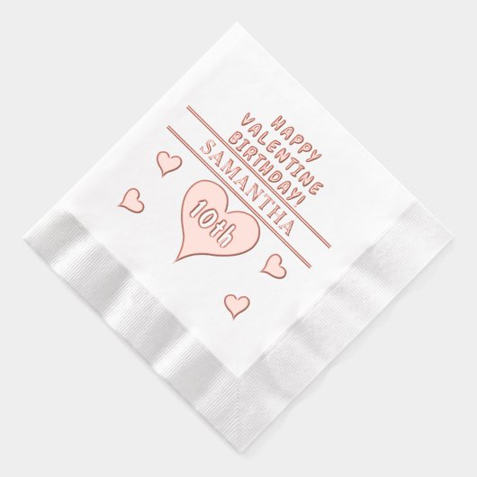 Happy Valentijn 10th Birthday Hartnaam Folie Servetten (Rechts)