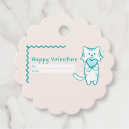 Happy Valentijn Blauwgroen Kat Bedankjes Labels