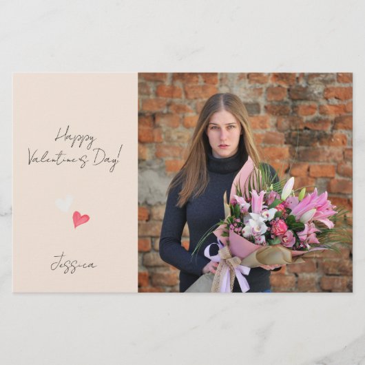 Happy Valentijn Day Modern Script Photo Briefpapier (Voorkant)