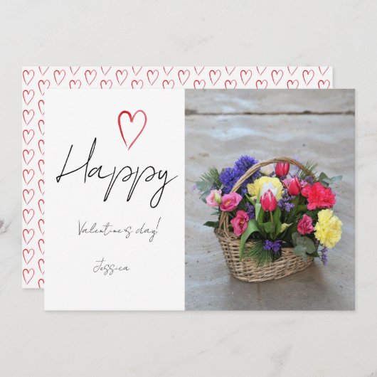 Happy Valentijn Day Modern Script Photo Feestdagenkaart (Voorkant / Achterkant)