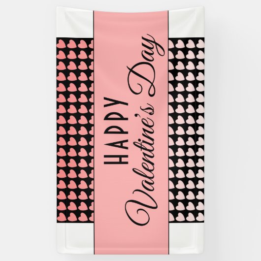 Happy Valentijn Day Roze Heart Pattern Spandoek (Verticaal)