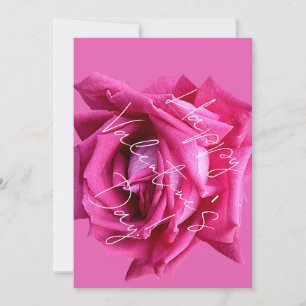 Happy Valentijn heet roze roos bloemenboho glam Feestdagenkaart