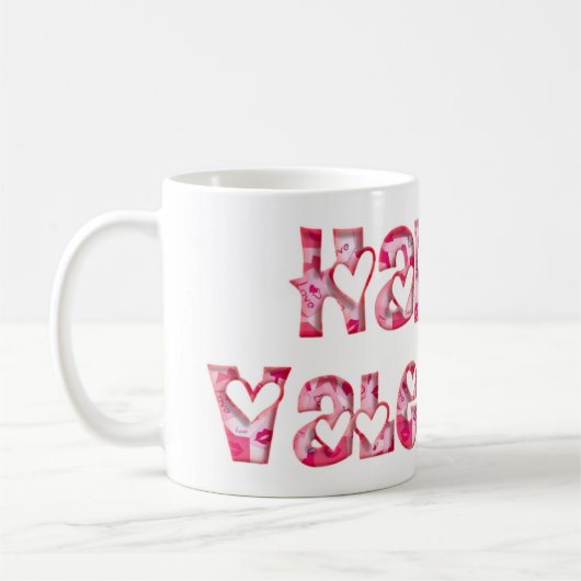 Happy Valentijn Love Hearts Typography Pink Koffiemok (Links)