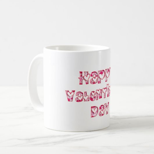 Happy Valentijn Love Hearts Typography Pink Koffiemok (Voorkant links)