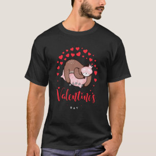 Happy Valentijn S Day Funny Baby Sloth Sleeping La T-shirt