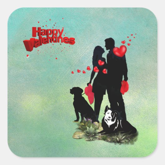 Happy Valentijn Vierkante Sticker (Voorkant)