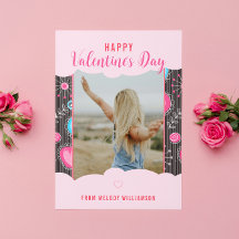 Happy Valentijn Whimsy Roze Blauw Hart Bloem Naam