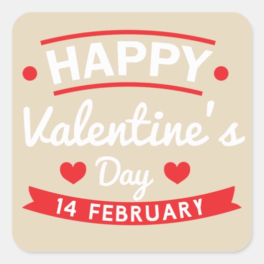 Happy Valentijns 14 februari Vierkante Sticker (Voorkant)
