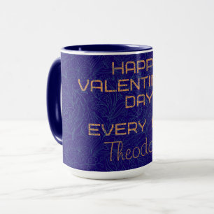 Happy Valentijns Blue Watermark Gold Lijst Mok