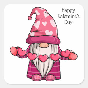 Happy Valentijn's Day Cute Gnome Vierkante Sticker