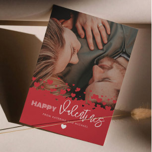 Happy Valentijns Foto Red Hearts Couple Familie Feestdagenkaart