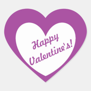 "Happy Valentijns' wit hart op paars Sticker