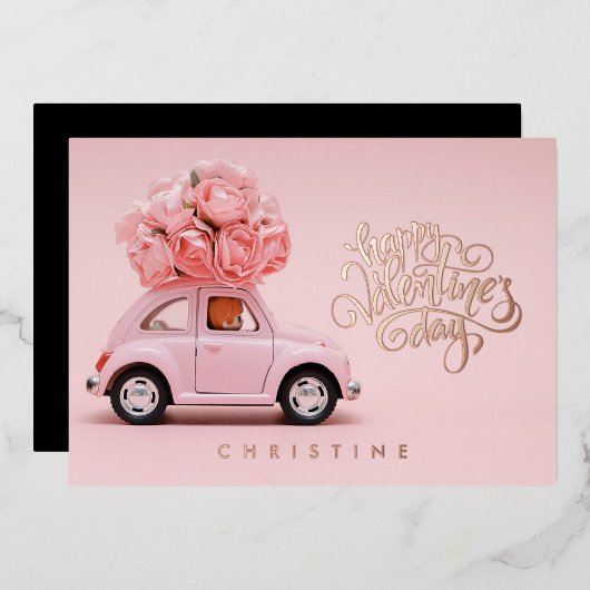 Happy Valentijnsdag, aangepaste naam Folie Kaart (Voorkant / Achterkant)