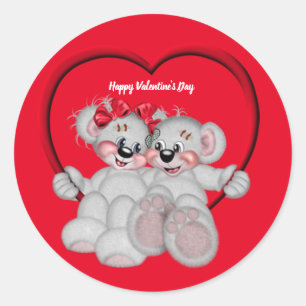 Happy Valentijnsdag Beren Classic Round Sticker